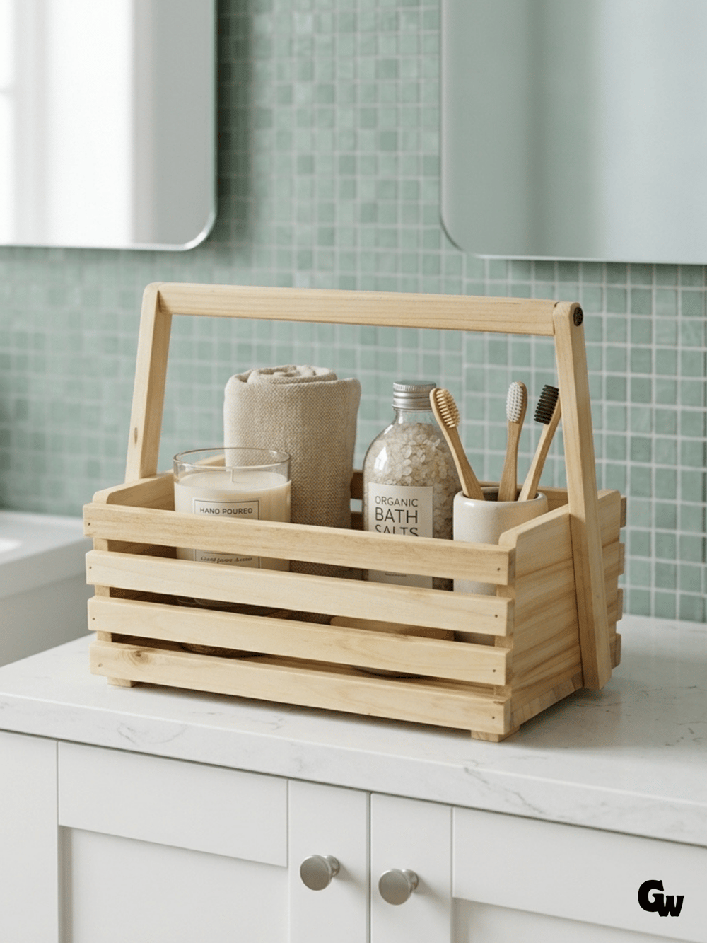 Doğal Ahşap Düzenleme Sepeti Ahşap Banyo Mutfak Sepeti(KAVAK - IHLAMUR)