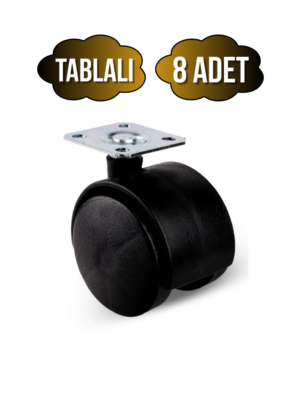 Düz Tablalı Tekerlek 50mm Masa Sehpa Dolap Tekeri(SİYAH)(50MM)