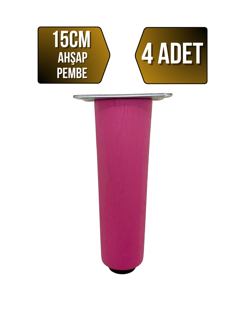 Düz Torna Ayarlı Ahşap Ayak Mobilya Masa ve Dolap Ayağı(PEMBE)(KAYIN / GÜRGEN)
