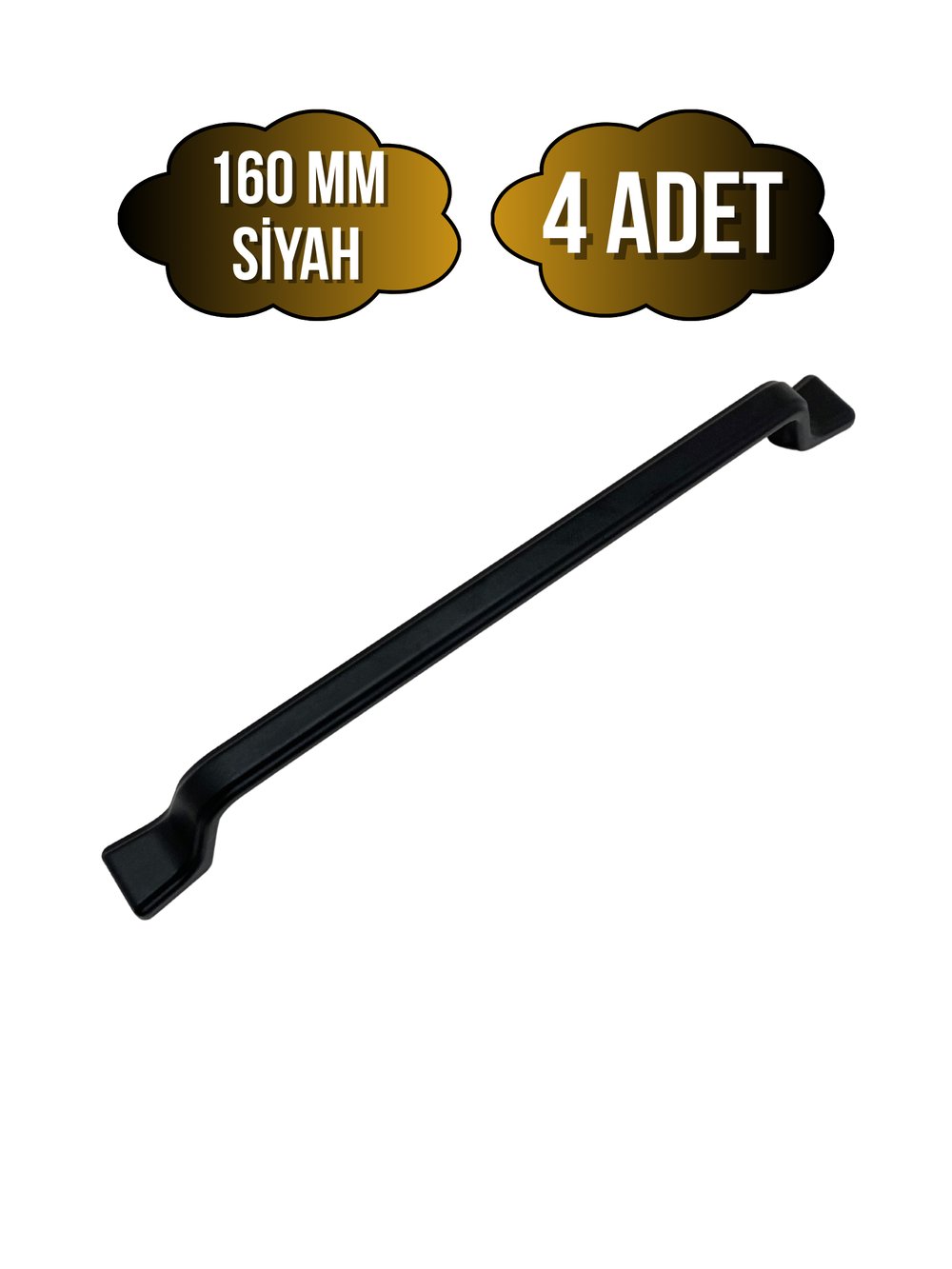 Havai Düz Siyah Metal Dolap Kulpu Mobilya ve Mutfak Dolap Kulpu(SİYAH)(160MM)