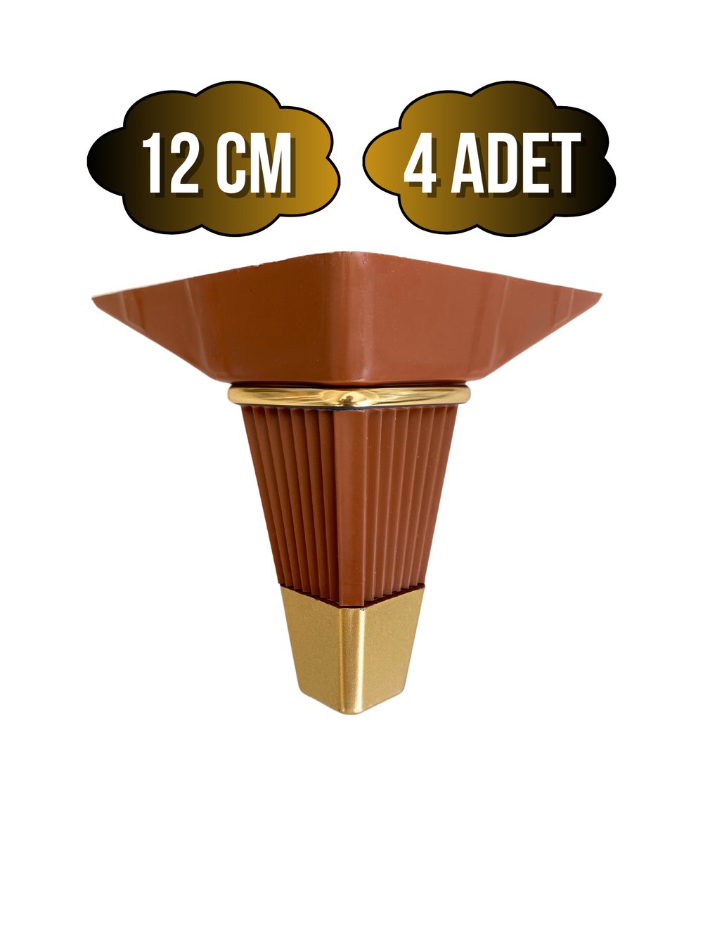 İrem Kahverengi Altın 12cm Plastik Ayak Mobilya Masa ve Dolap Ayağı(KAHVERENGİ ALTIN)(12CM)