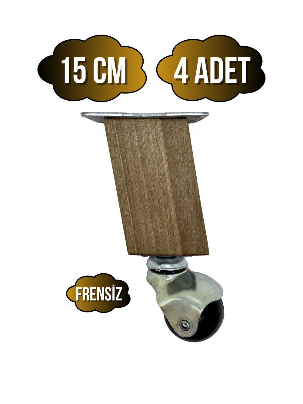 Kale Ahşap Eğimli Top Tekerli Ayak Mobilya Sehpa Tekerli Ayağı(K. CEVİZ)(12CM - 15CM)(CEVİZ AĞACI)