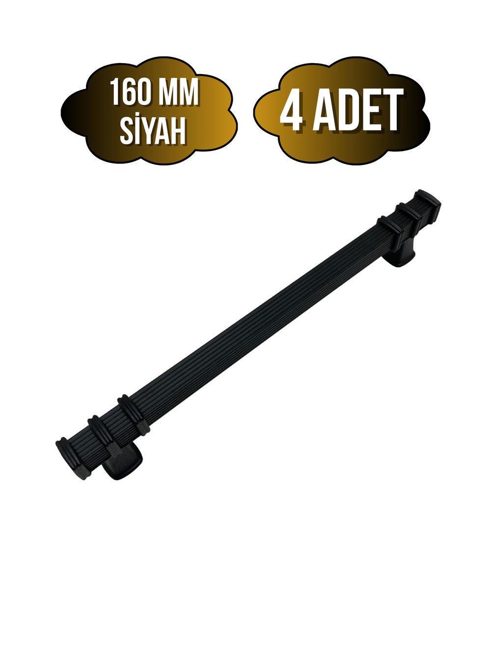 Kare Çizgili Siyah Metal Dolap Kulpu Mobilya ve Mutfak Dolap Kulpu(SİYAH)(160MM)
