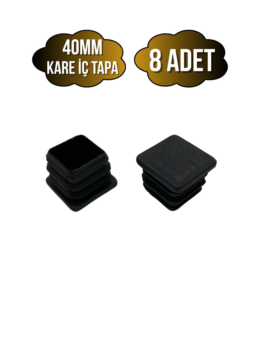 Kare Demir Profil İç Tapa Geçme Plastik Ayak Geçme Koruma Plastiği(40MM)(SİYAH)