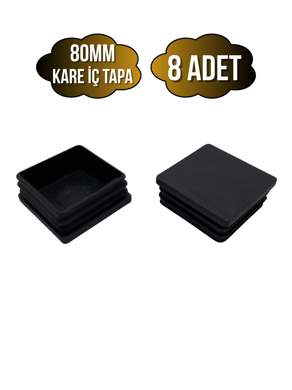 Kare Demir Profil İç Tapa Geçme Plastik Ayak Geçme Koruma Plastiği(80MM)(SİYAH)