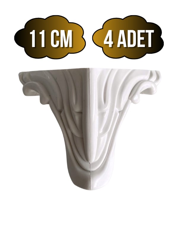 Lükens Desenli 11cm Plastik Ayak Mobilya Masa ve Dolap Ayağı(BEYAZ)(11CM)