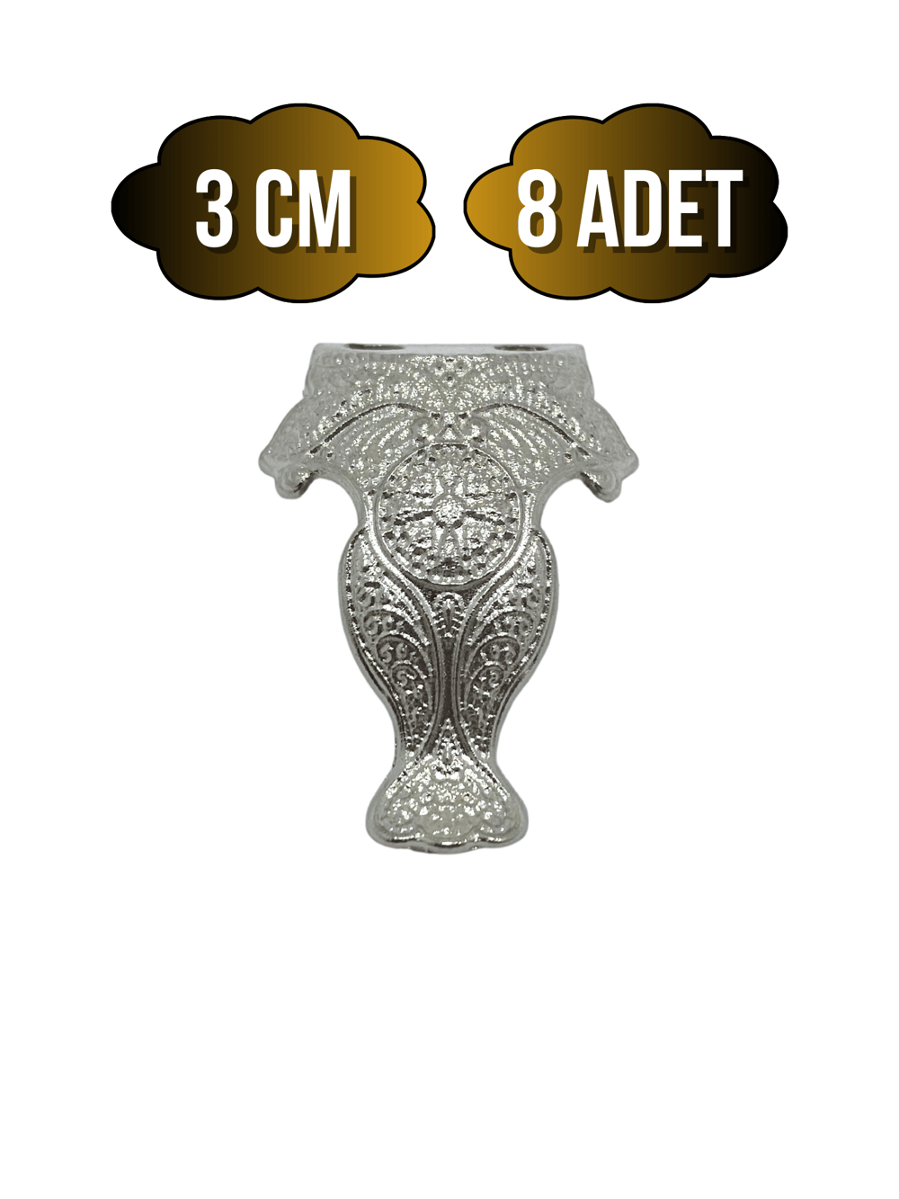 Lüx Metal Ayak Çeyiz ve Hediye Kutusu Mobilya Ayağı(3CM)(GÜMÜŞ)