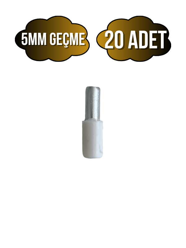 Metal Beyaz 5mm Geçme Raf Pimi Dolap Raf Altı Pimi(5MM)(METAL)(BEYAZ)