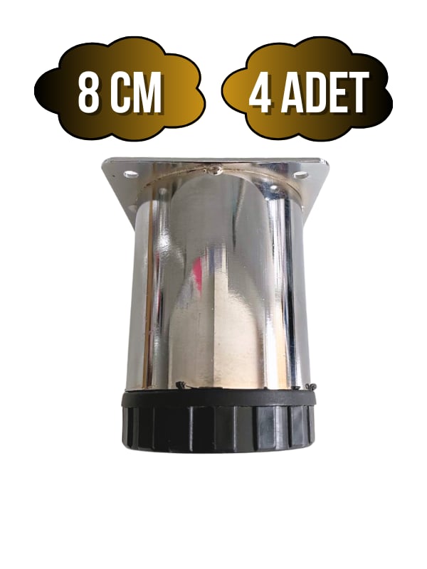 Metal Krom 8cm Ayak Mobilya Masa ve Dolap Ayağı(KROM)(8CM)(ÇAP:60MM)