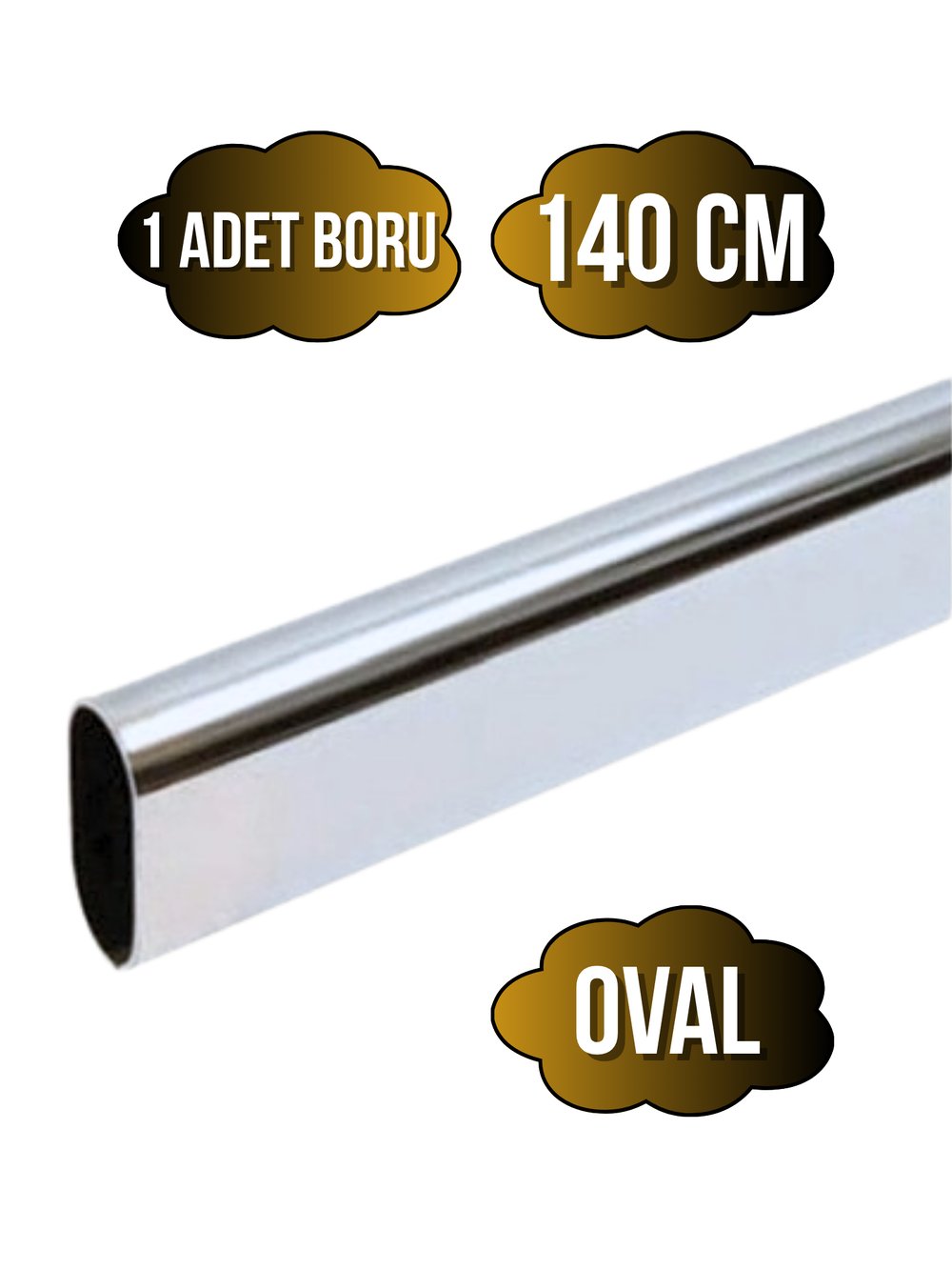 Metal Krom Oval Askı Borusu Mobilya Askı Borusu(METAL)(KROM)(OVAL)(EN:15MM BOY:30MM)
