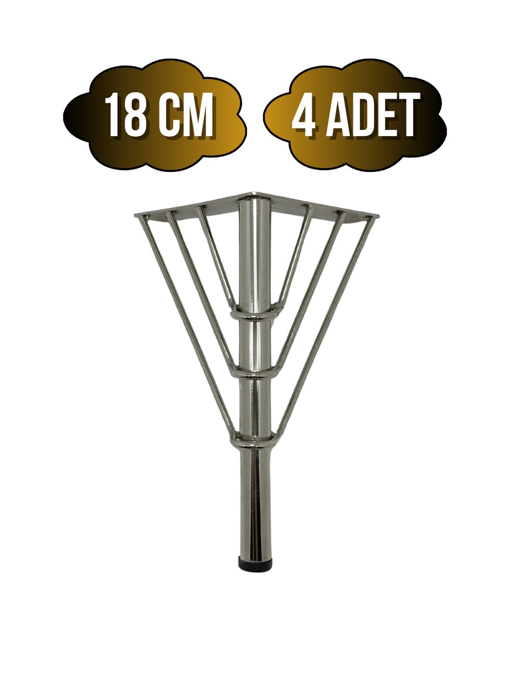 Metal Tel Boru Desenli Ayak Mobilya Masa ve Dolap Ayağı(KROM)(METAL)