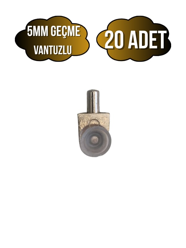 Metal Vakumlu 5mm Geçme Raf Pimi Vantuzlu Dolap Raf Altı Pimi(5MM)(VANTUZLU)(METAL)