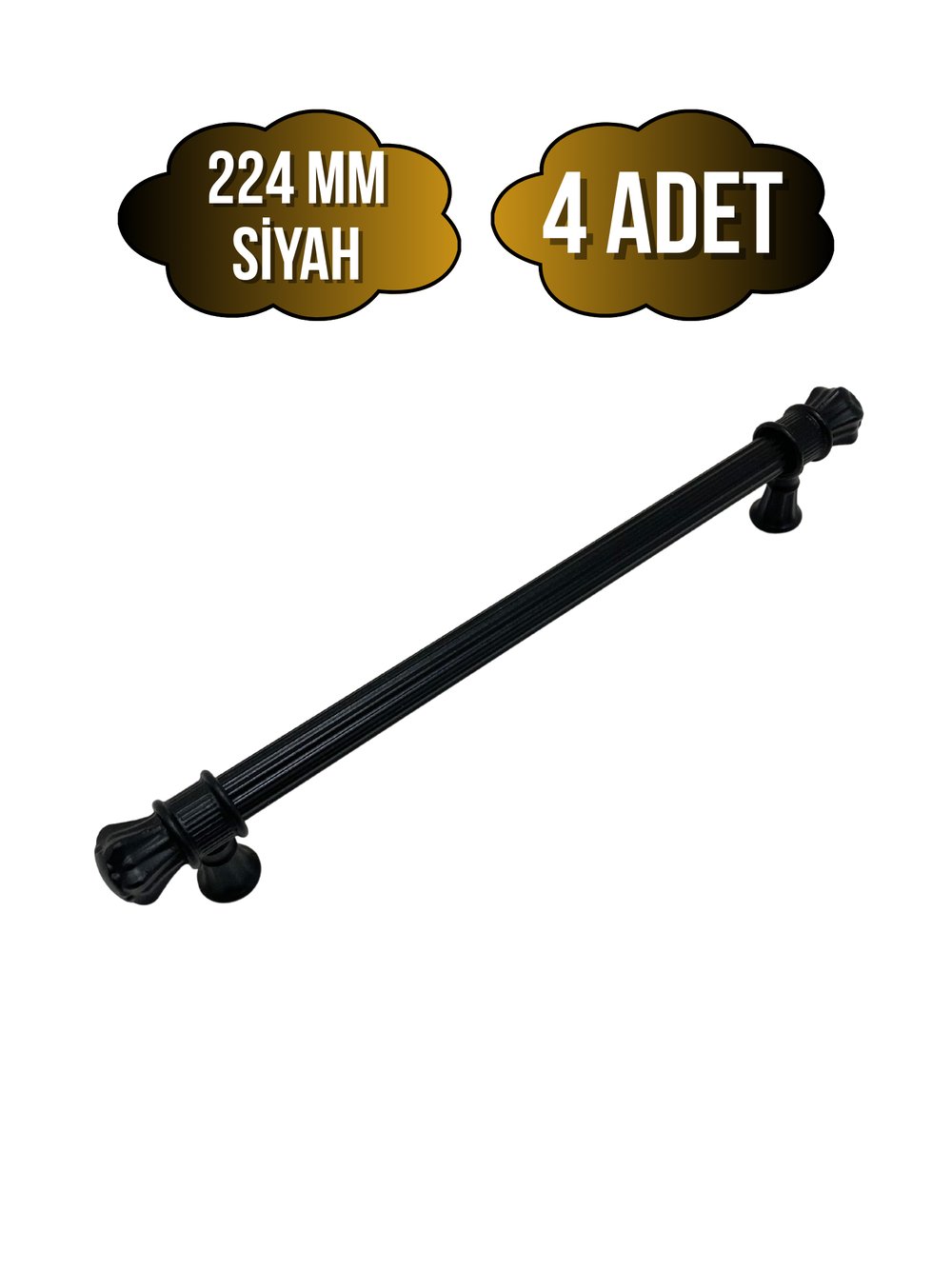 Nobel Akyaka Çizgili Siyah Metal Dolap Kulpu Mobilya ve Mutfak Dolap Kulpu(SİYAH)