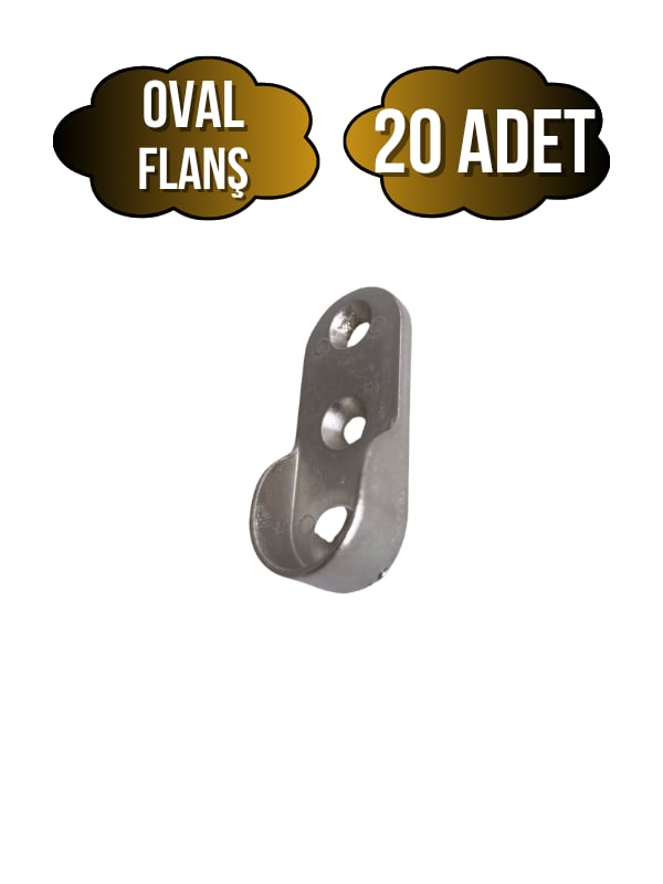 Oval Askı Borusu Flanşı Dolap ve Mobilya Oval Boru Flanşı(İÇ ÖLÇÜLERİ EN:15MM BOY:25MM)