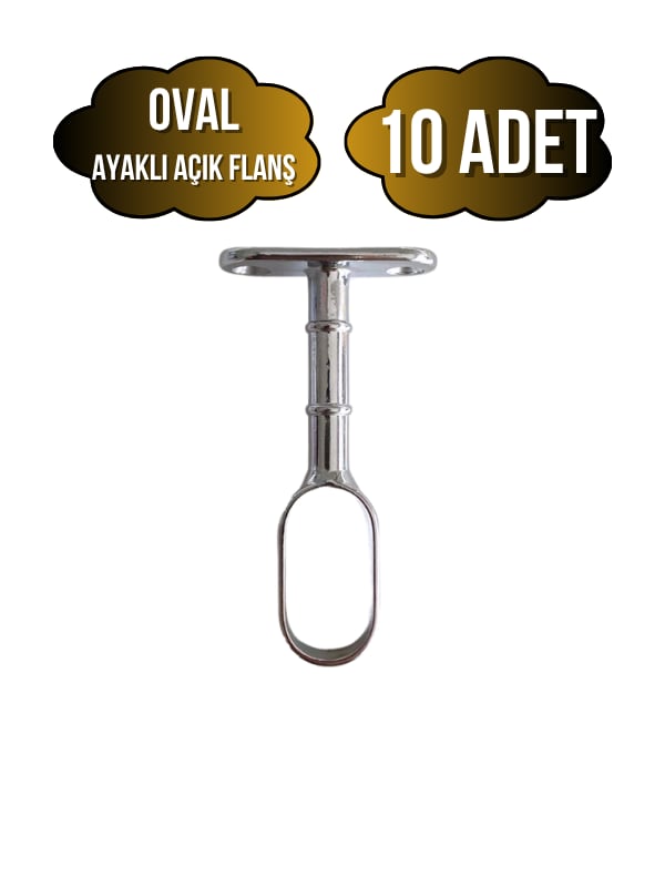Oval Ayaklı Açık Askı Borusu Flanşı Mobilya Oval Boru Flanşı(İÇ ÖLÇÜLERİ EN:15MM BOY:25MM)