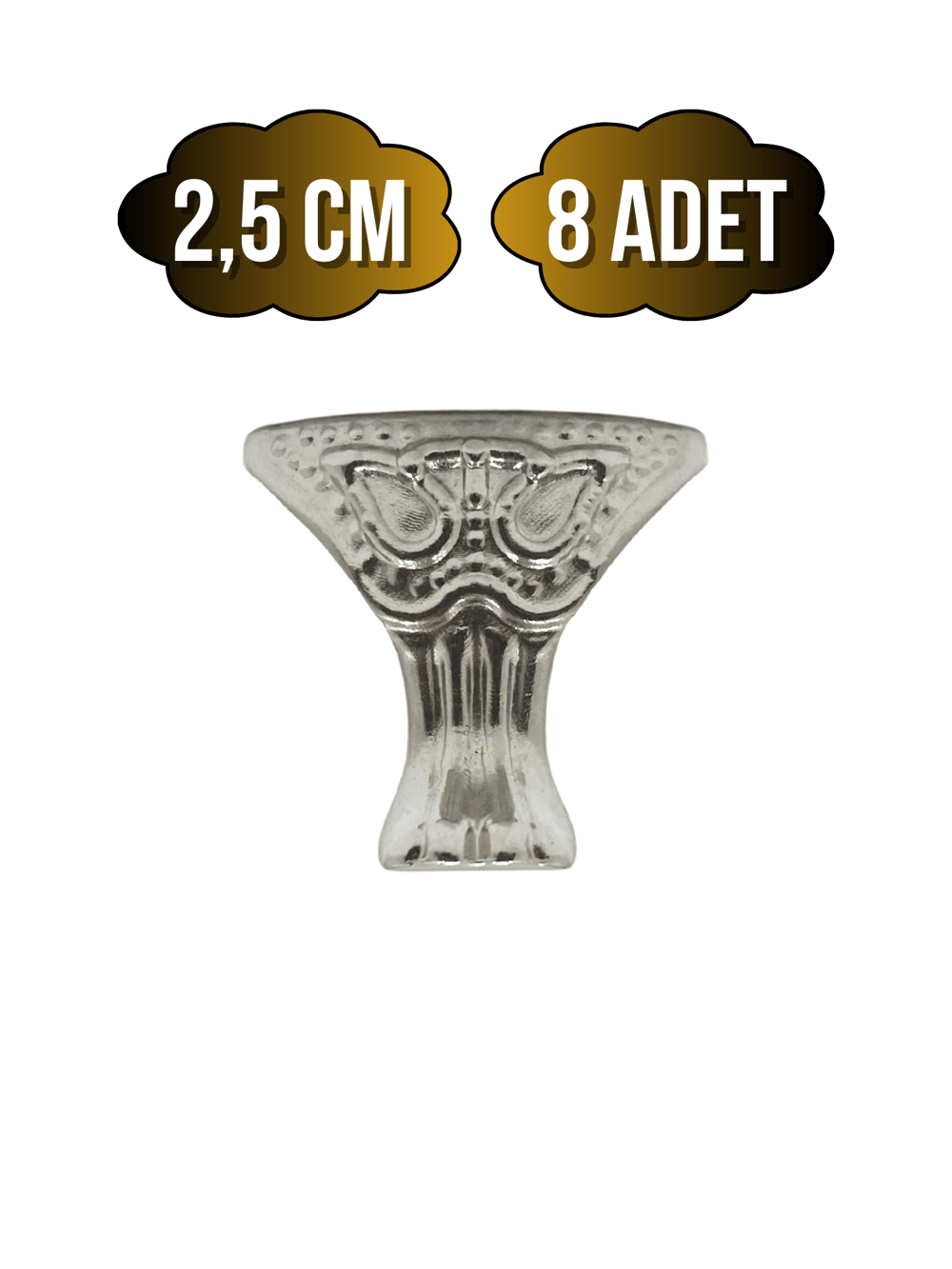 Pati Metal Ayak Çeyiz ve Hediye Kutusu Mobilya Ayağı(2,5CM)(GÜMÜŞ)