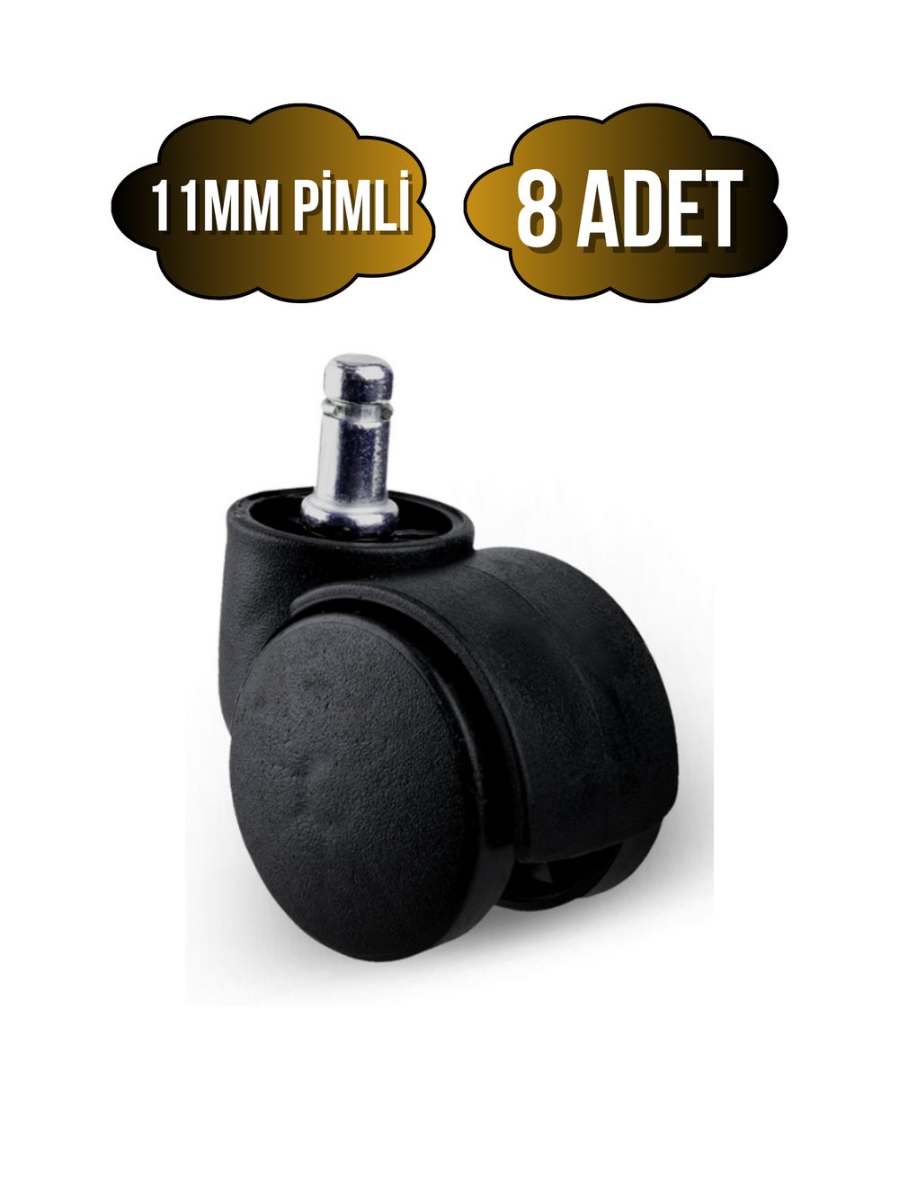 Pimli 11mm Sandalye Tekeri Geçme Koltuk Tekeri(50MM)(SİYAH)