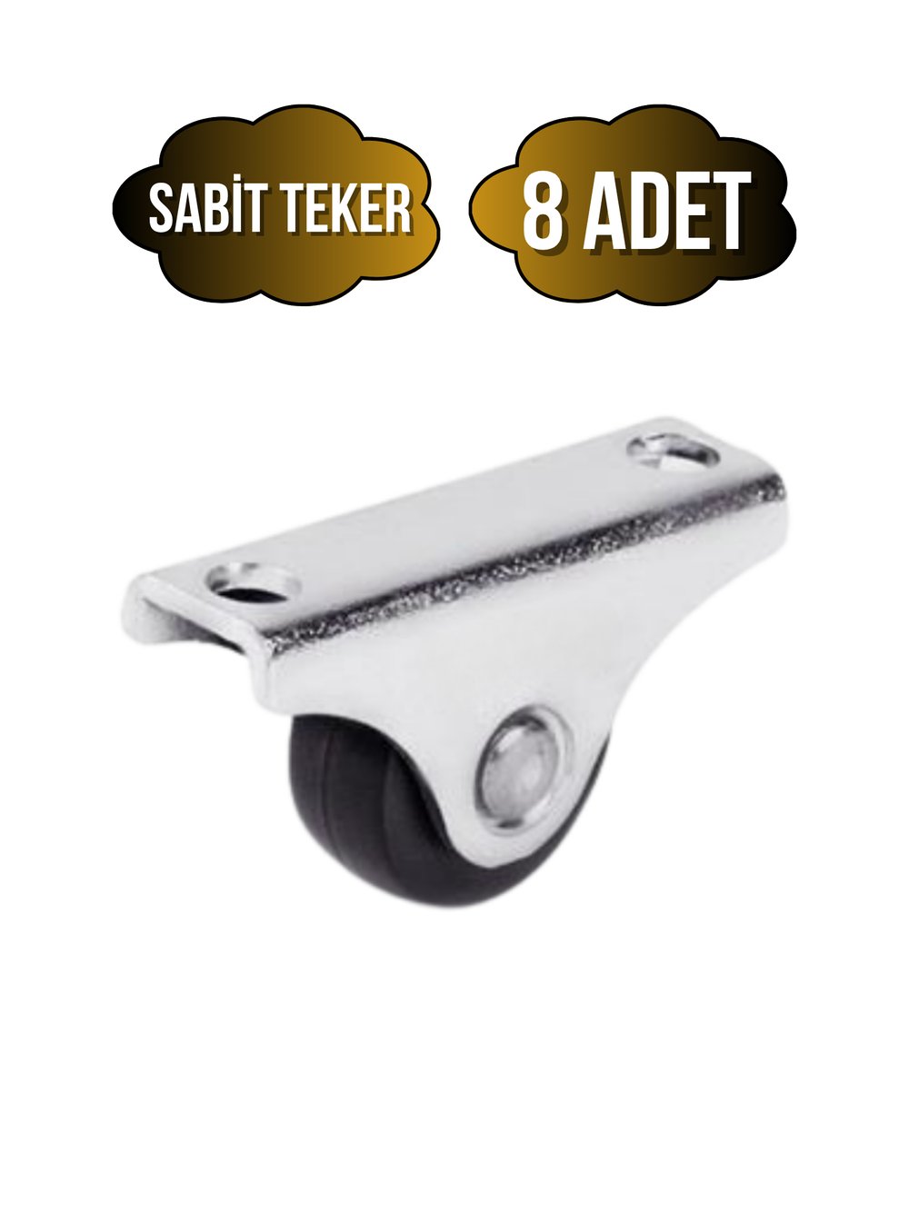 Sabit Tabanlı Masa Tekeri Sehpa ve Dolap Tekeri(Teker ÇAPI:17MM YÜKSEKLIK:20MM)(KROM-SİYAH)