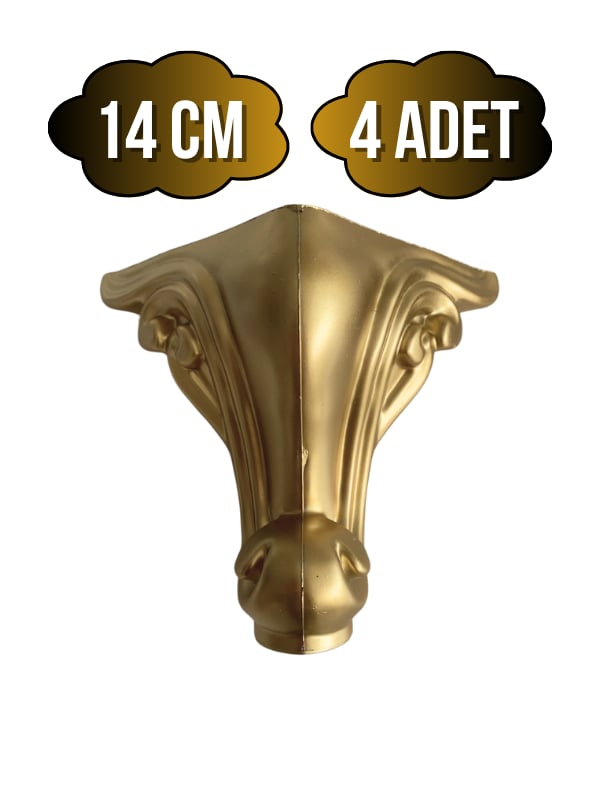 Sultan Lükens Desenli 14CM Plastik Ayak Mobilya Masa ve Dolap Ayağı(14CM)(ALTIN)