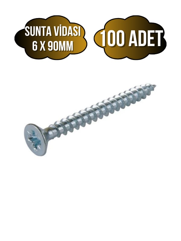 Sunta Vidası 6x90mm Çinko Ahşap MDF Montaj Vidası(6X90MM)