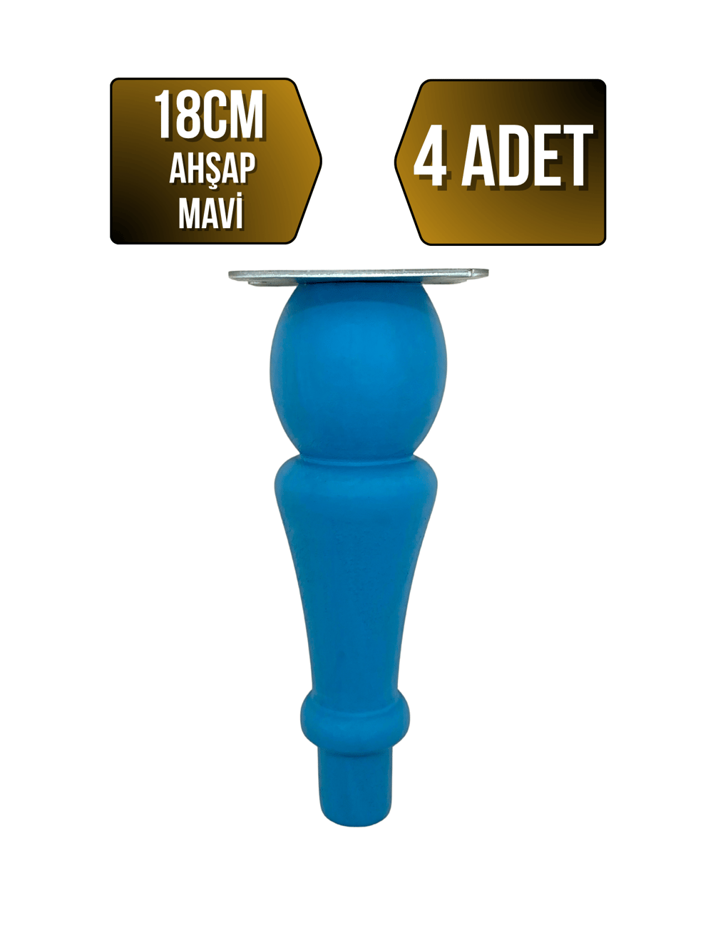 Tombul Torna Ahşap Ayak Mobilya Masa ve Dolap Ayağı(MAVİ)(KAYIN / GÜRGEN)
