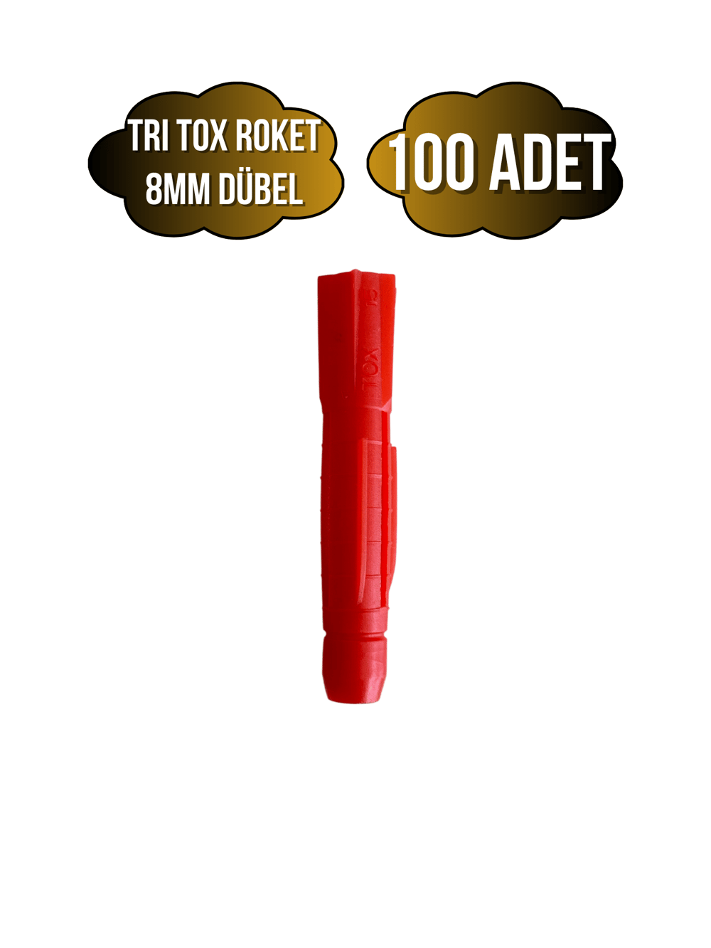 Tri Tox Roket Kırmızı 8mm Dübel Beton Tuğla Briket Dubeli(8MM)(KIRMIZI)(ROKET)