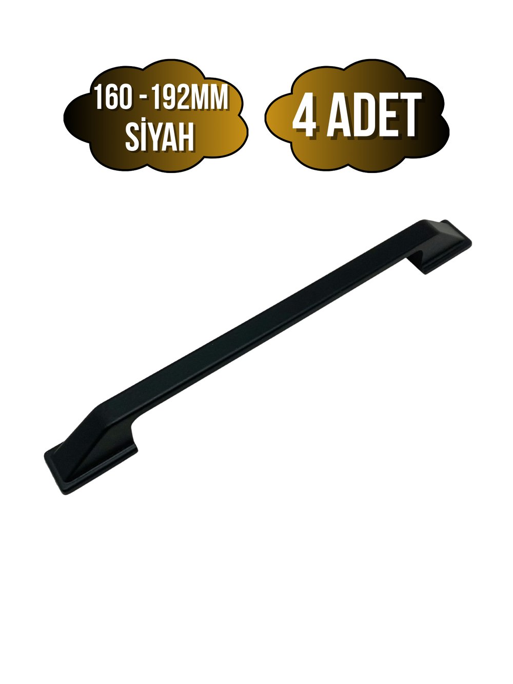 Vera Siyah Metal Dolap Kulpu Mobilya ve Mutfak Dolap Kulpu(SİYAH)(160-192MM)