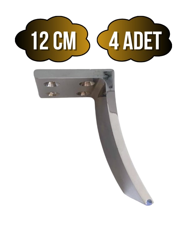 Yay Krom 12cm Metal Ayak Masa Dolap ve Mobilya Ayağı(KROM)(12CM)(METAL)