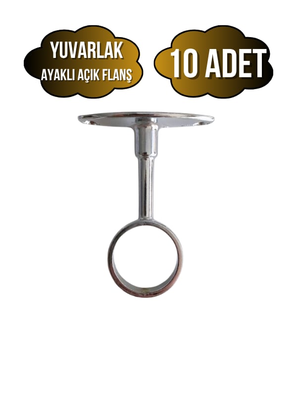 Yuvarlak Ayaklı Açık Askı Borusu Flanşı Mobilya Yuvarlak Boru Flanşı(METAL)(BORU ÇAPI:25MM)