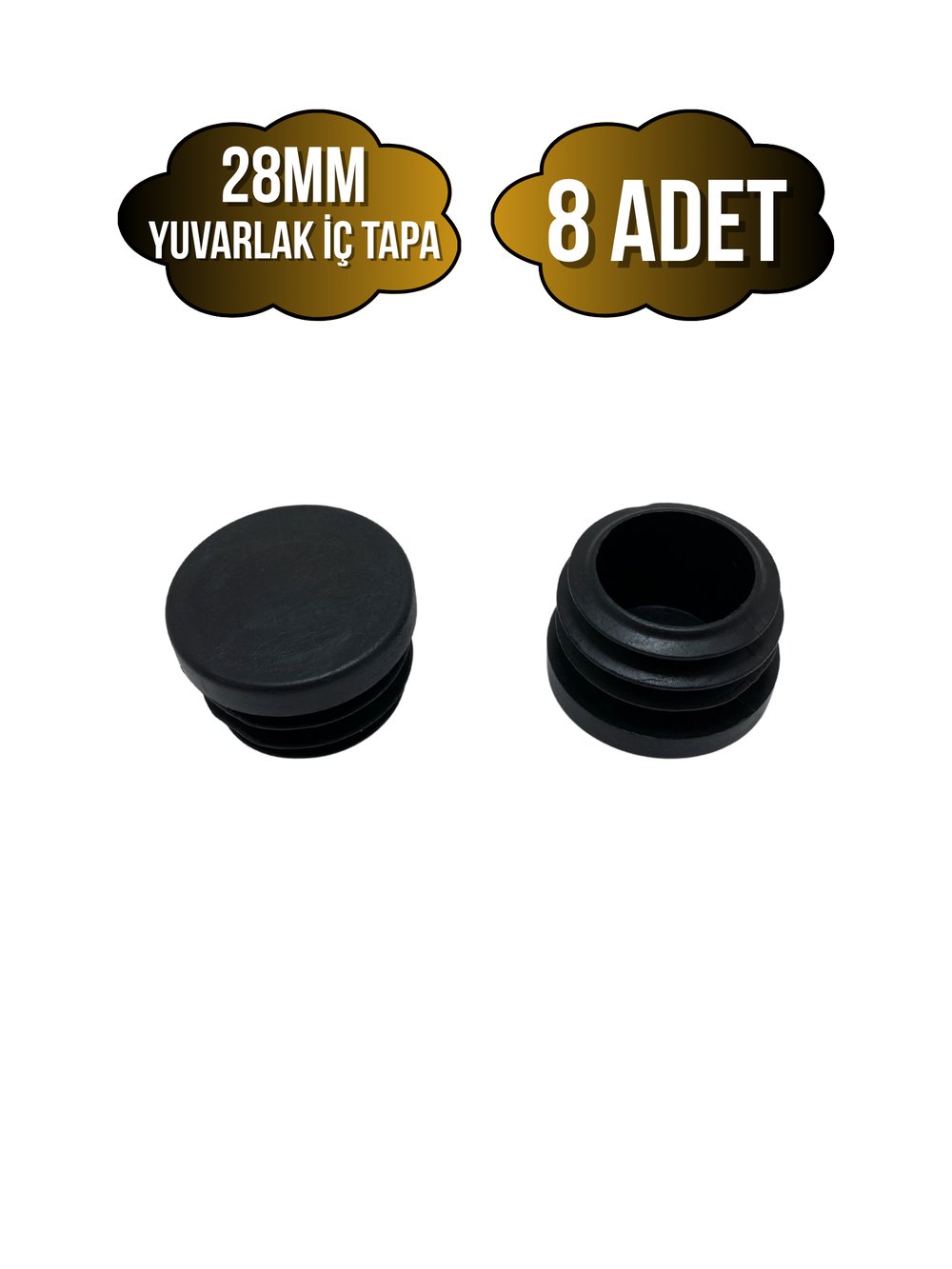 Yuvarlak Demir Profil İç Tapa Geçme Plastik Ayak Geçme Koruma Plastiği(28MM)(SİYAH)