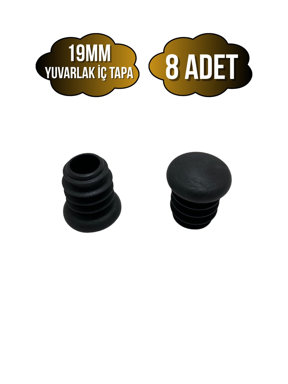 Yuvarlak Demir Profil İç Tapa Geçme Plastik Ayak Geçme Koruma Plastiği(19MM)(SİYAH)