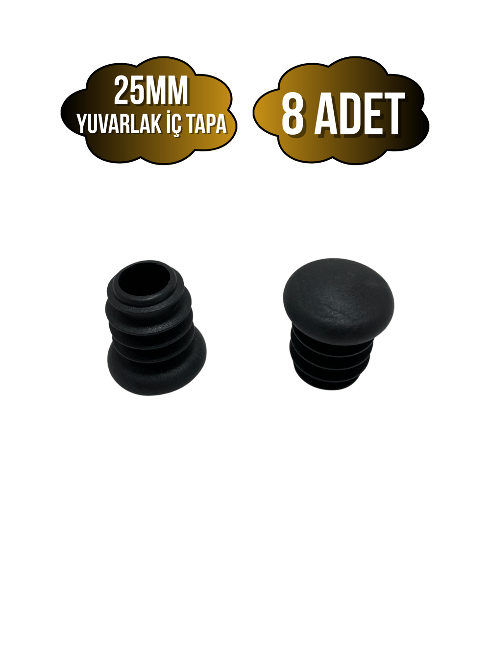Yuvarlak Demir Profil İç Tapa Geçme Plastik Ayak Geçme Koruma Plastiği(25MM)(SİYAH)