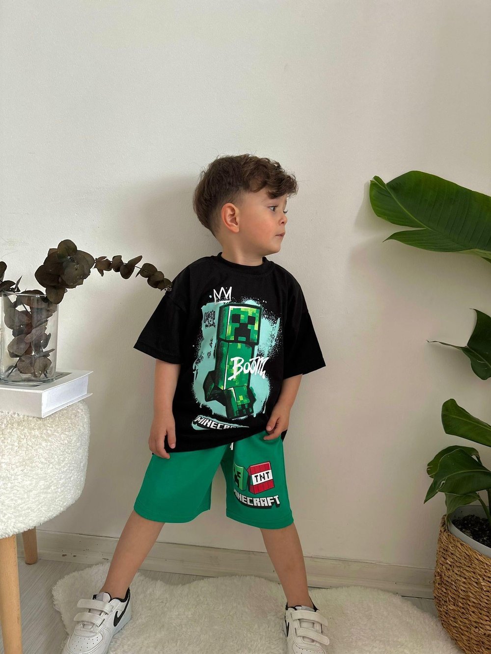  3-10 Yaş Yeşil MineCraft Şortlu Takım