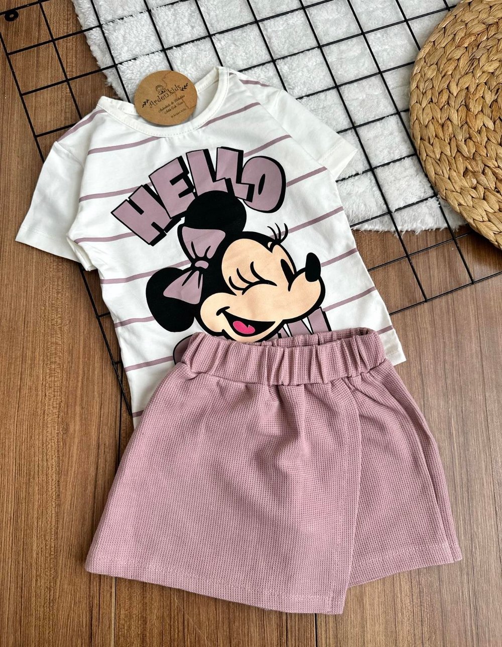  3-8 Yaş Gül Kurusu Minnie - Şort Etekli Takım