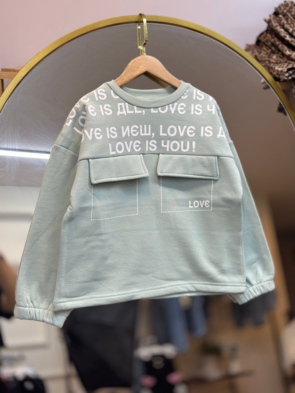 10-13 Yaş Unısex Nil Yeşili Şardonlu Sweat