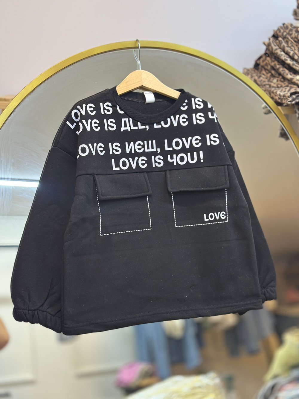 10-13 Yaş Unısex Siyah Şardonlu Sweat