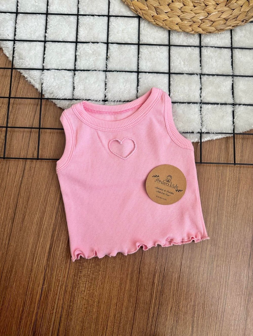 2-7 Yaş Pudra Kalpli Crop Top