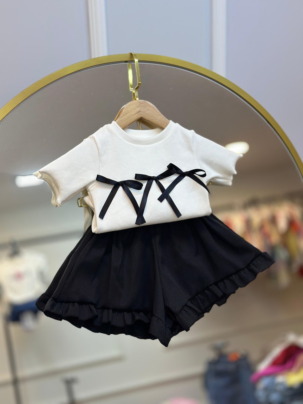 2-7 Yaş Siyah Ribbon Body & Siyah Etek Görünümlü Şort