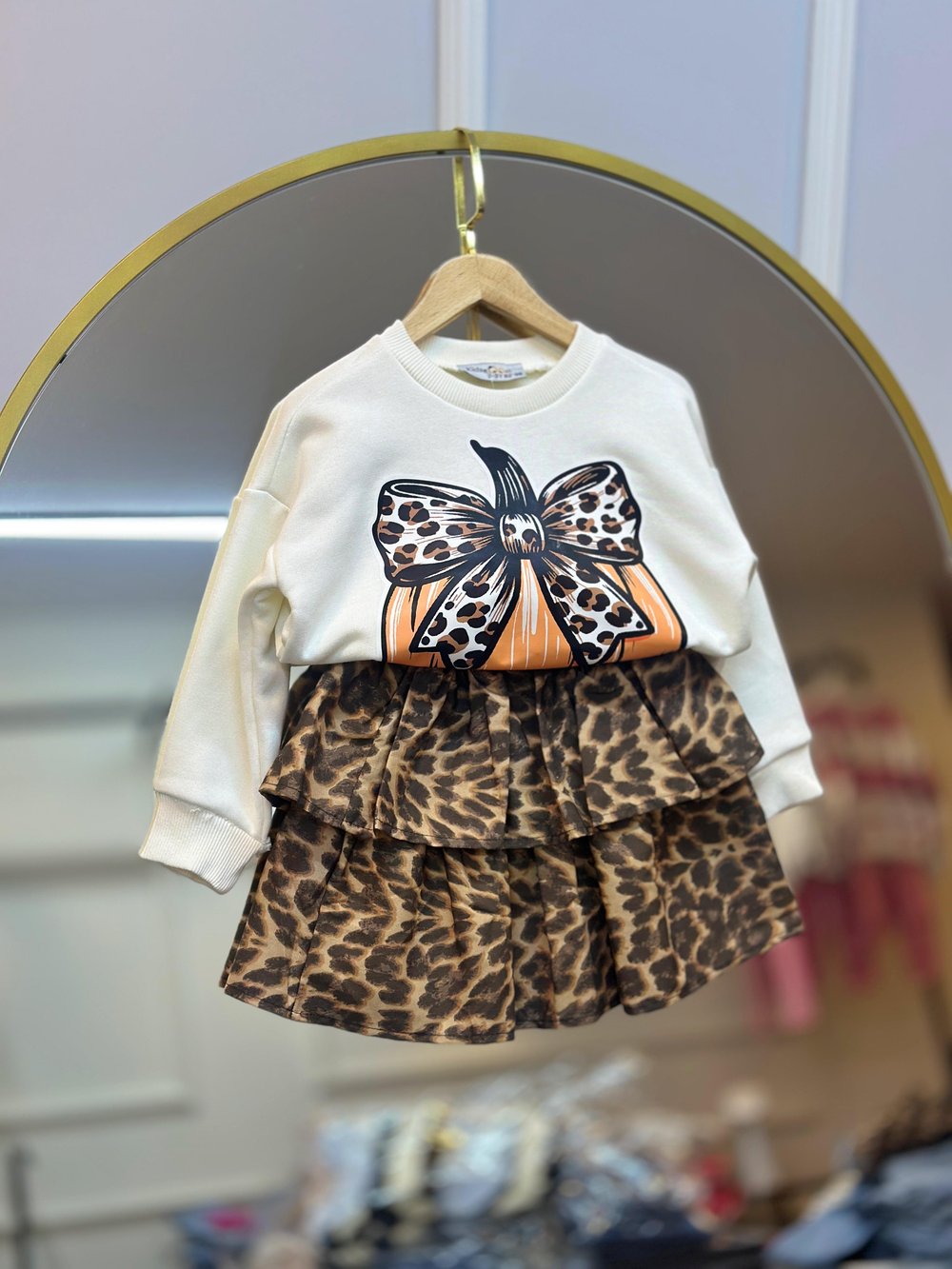 2-8 Yaş Ekru Hallowen Leopar Takım