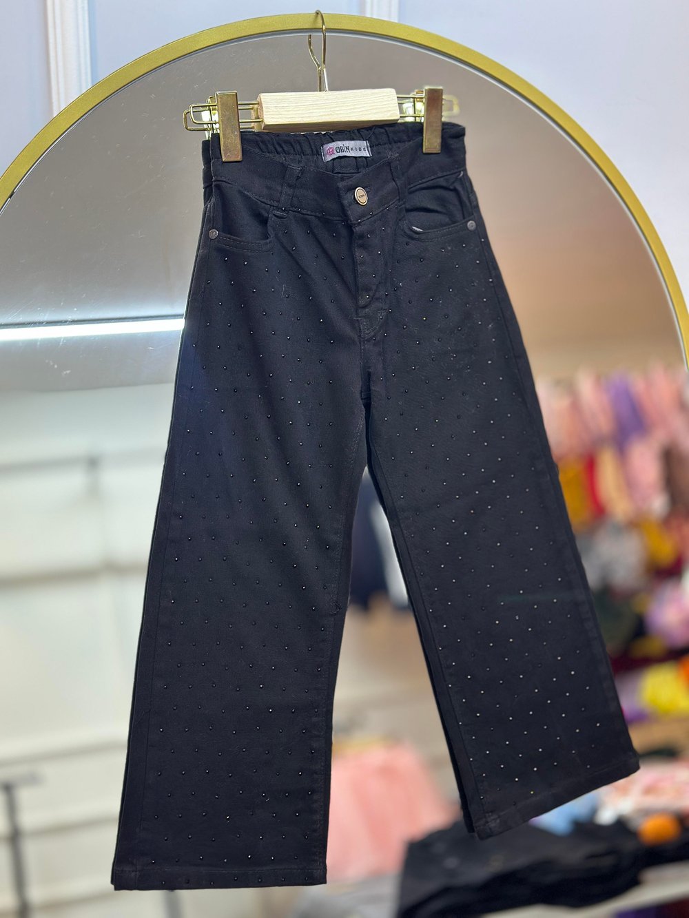 6-11 Yaş Siyah Taş Detaylı Jean Pantolon