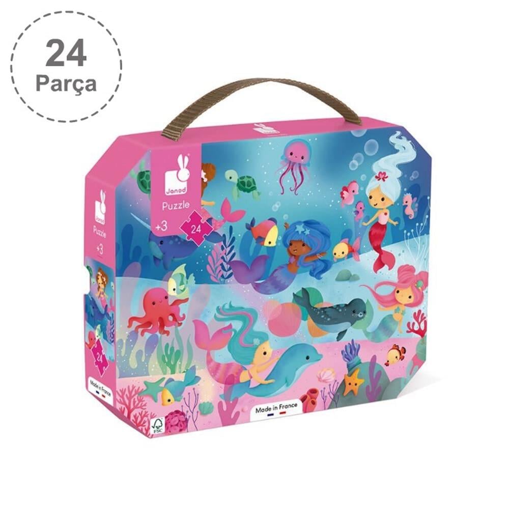 Janod 24 Parça Çantalı Puzzle - Deniz Kızı