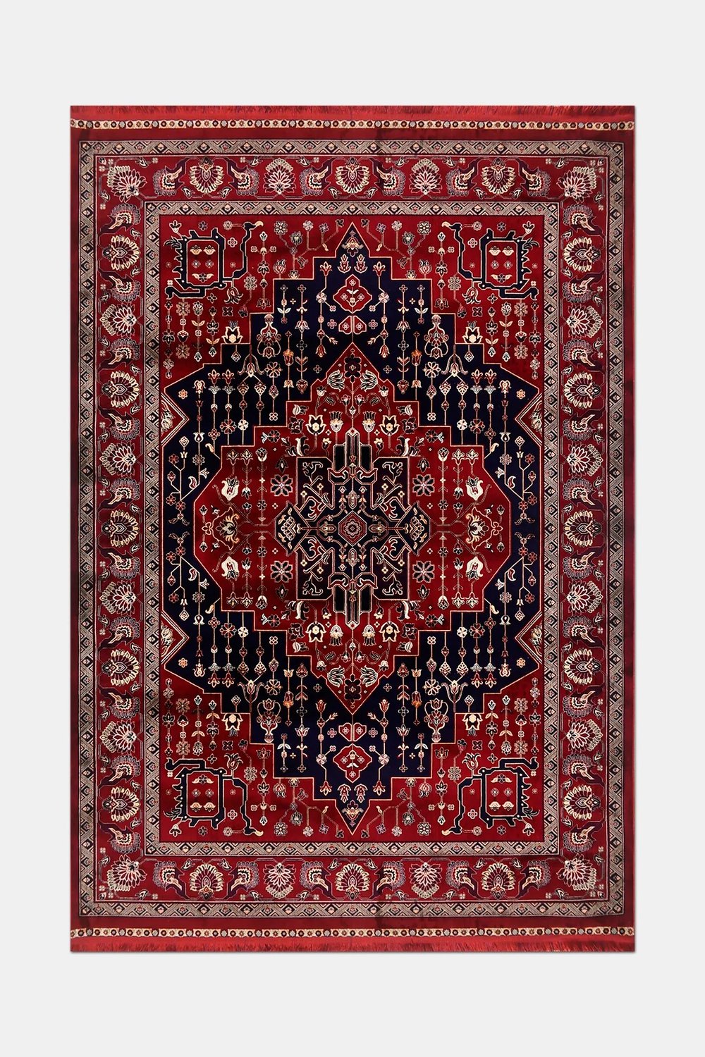 TALYA- Kırmızı / Lacivert - Sabit Ölçü- Oturma Odası,Salon - Robot Süpürgeye Uyumlu-Kolay Temizlenebilir