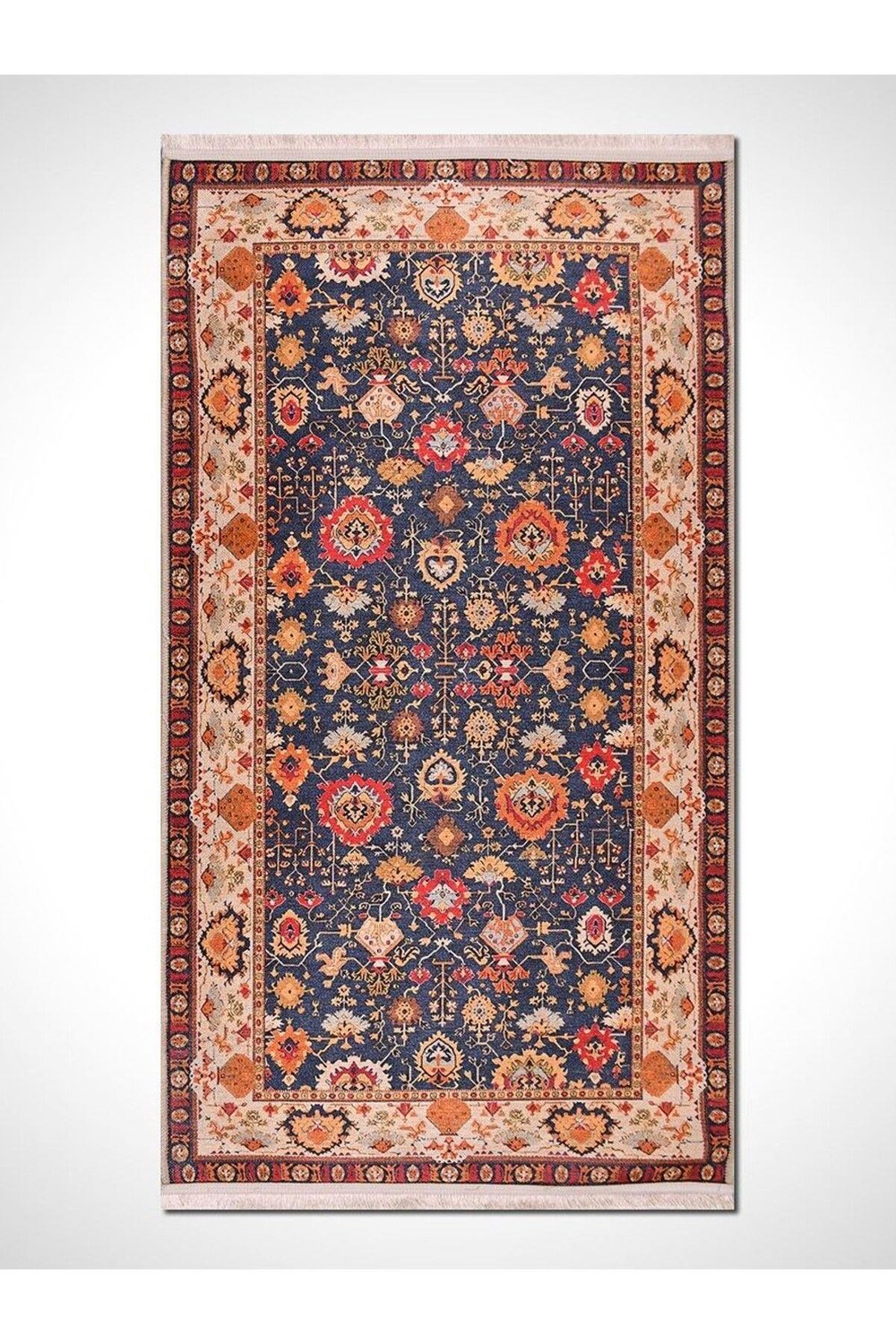 Retro KD1231 Multi Vintage Baskı Halı  Silinebilir Yıkanabilir Salon Antre Mutfak Halı Yolluk