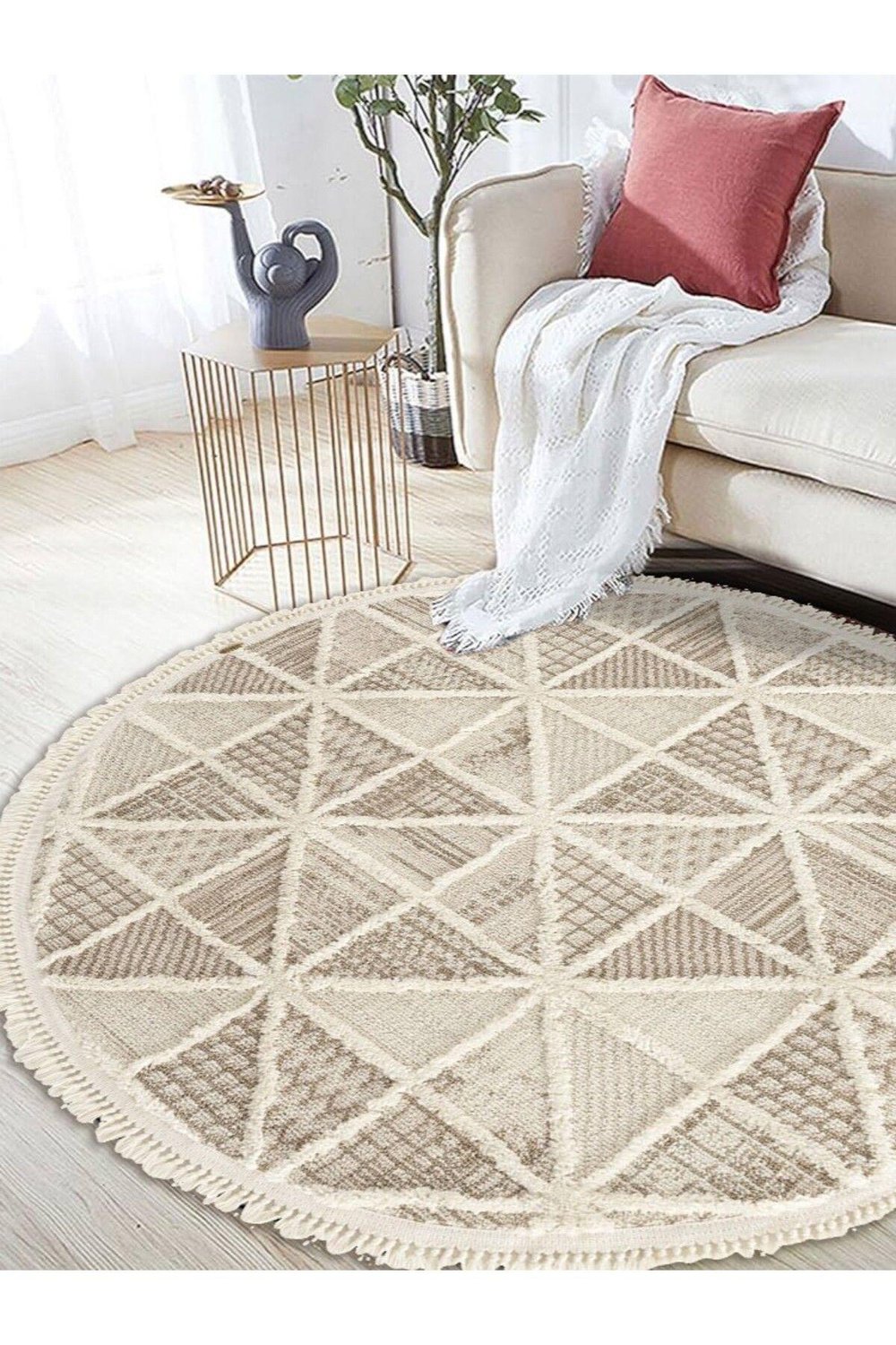 Sanromeo Yuvarlak 2201 Yumuşacık Tozsuz Salon Koridor Antre Kolay Silinir Halı Yolluk Kilim