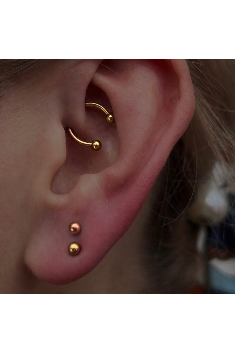 6 mm Düz Çelik Tragus Helix Piercing Gold Renk Ucu Toplu