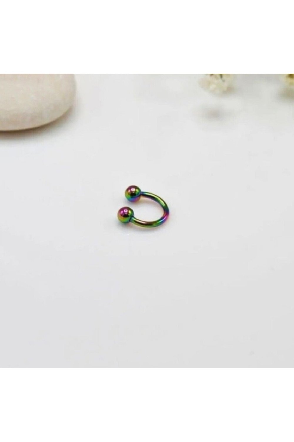 6 mm Düz Çelik Tragus Helix Piercing Hologram Renk Ucu Toplu