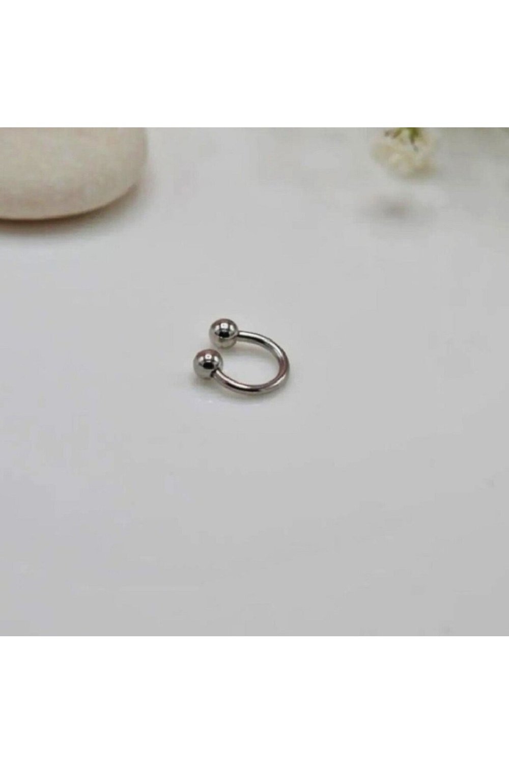 6 mm Düz Çelik Tragus Helix Piercing Silver Renk Ucu Toplu