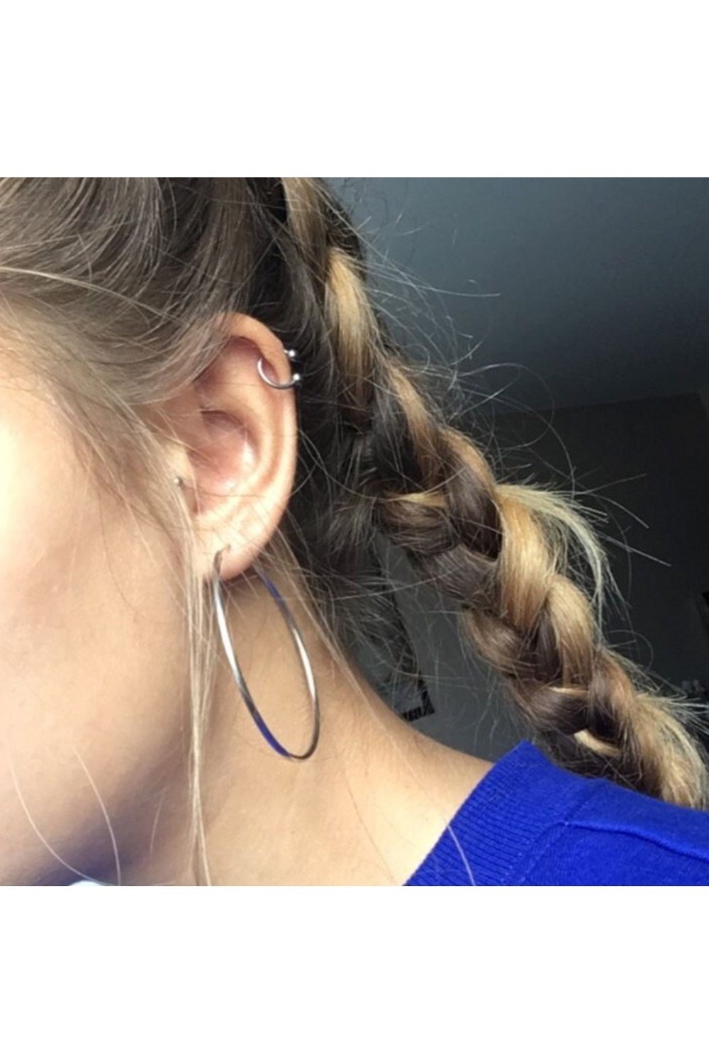 6 mm Düz Çelik Tragus Helix Piercing Silver Renk Ucu Toplu