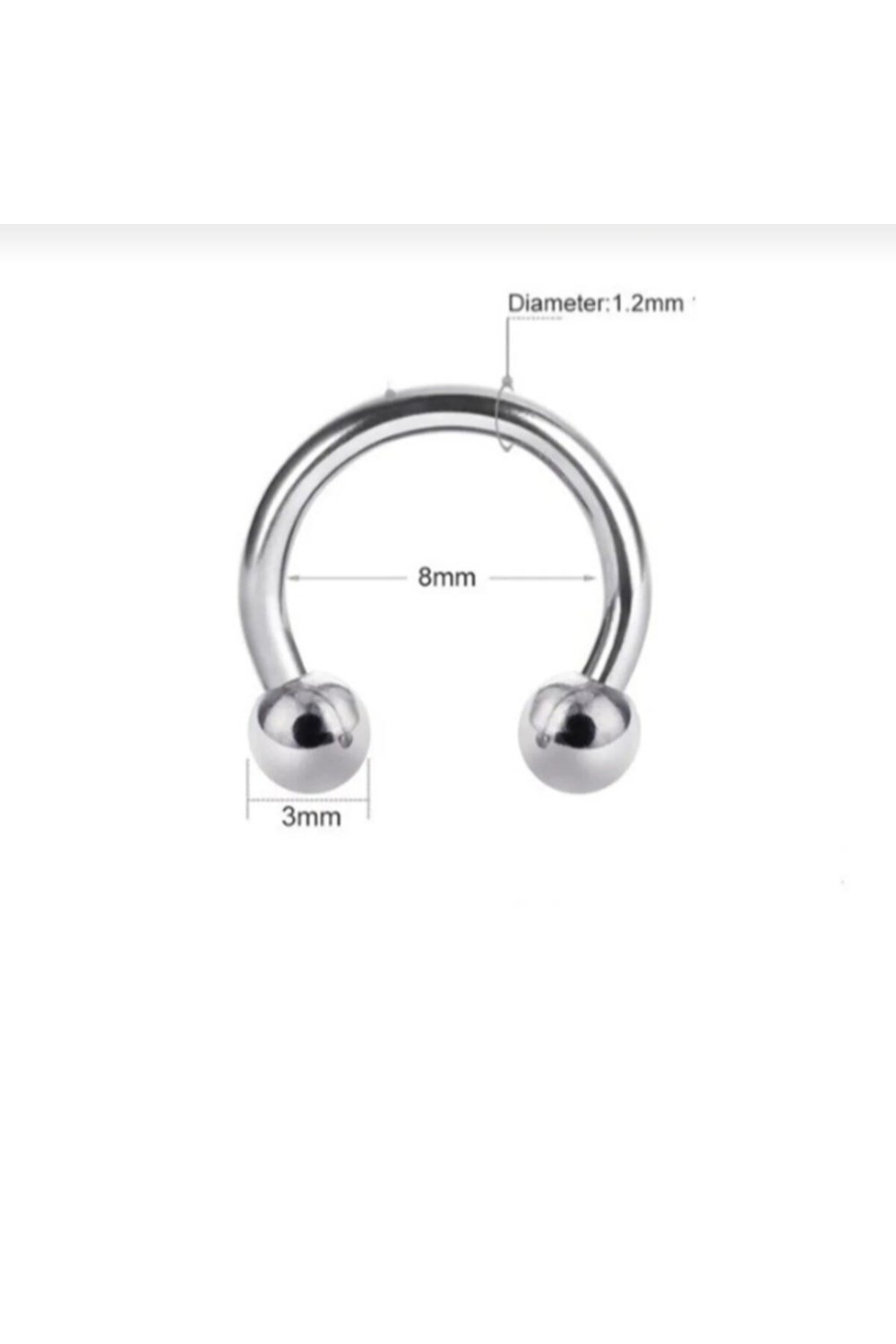 8 mm Düz Çelik Tragus Helix Piercing Rook Daith Gold Renk Ucu Toplu