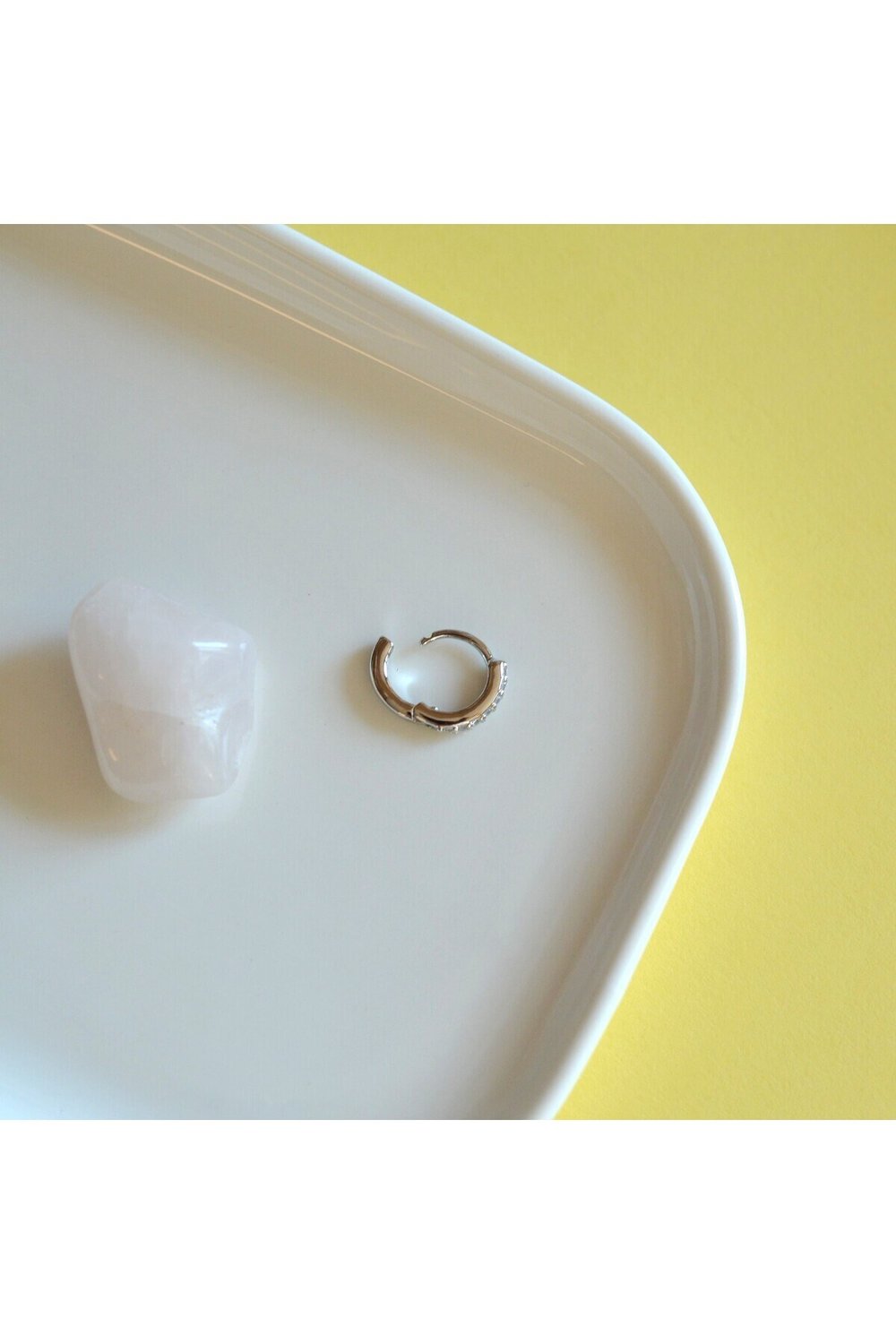 8 mm Silver Renk Taşlı Halka Piercing Tragus Helix Forward Helix Kıkırdak
